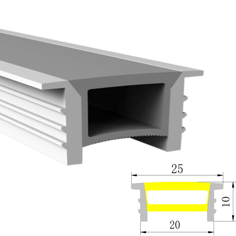 Silicone LED Light Channel Diffuser White Edge Without Bottom 120° Top Emitting 20*10mm